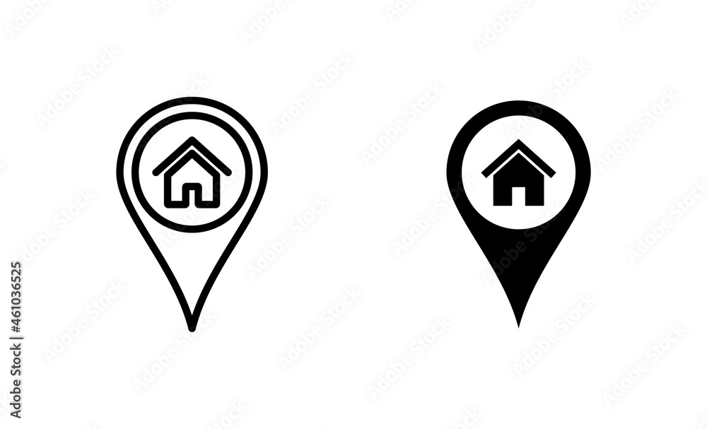 address icons set. home location sign and symbol. pinpoint address icons set. home location sign and symbol. pinpoint