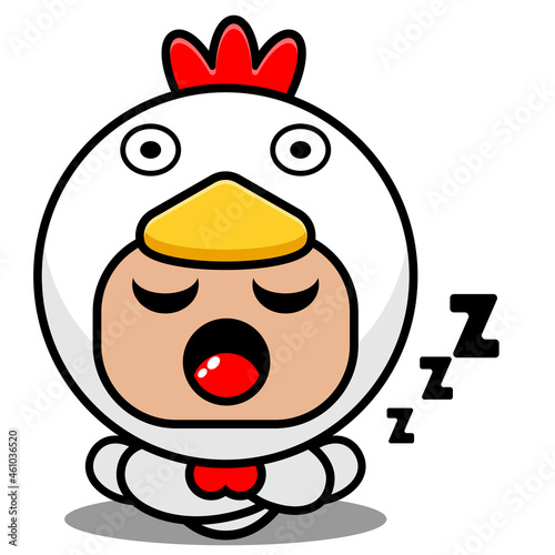 vector illustration cartoon character farm animal mascot costume cute chicken sailor sleeping expression
