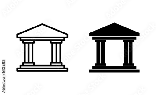 Bank icons set. Bank sign and symbol, museum, university