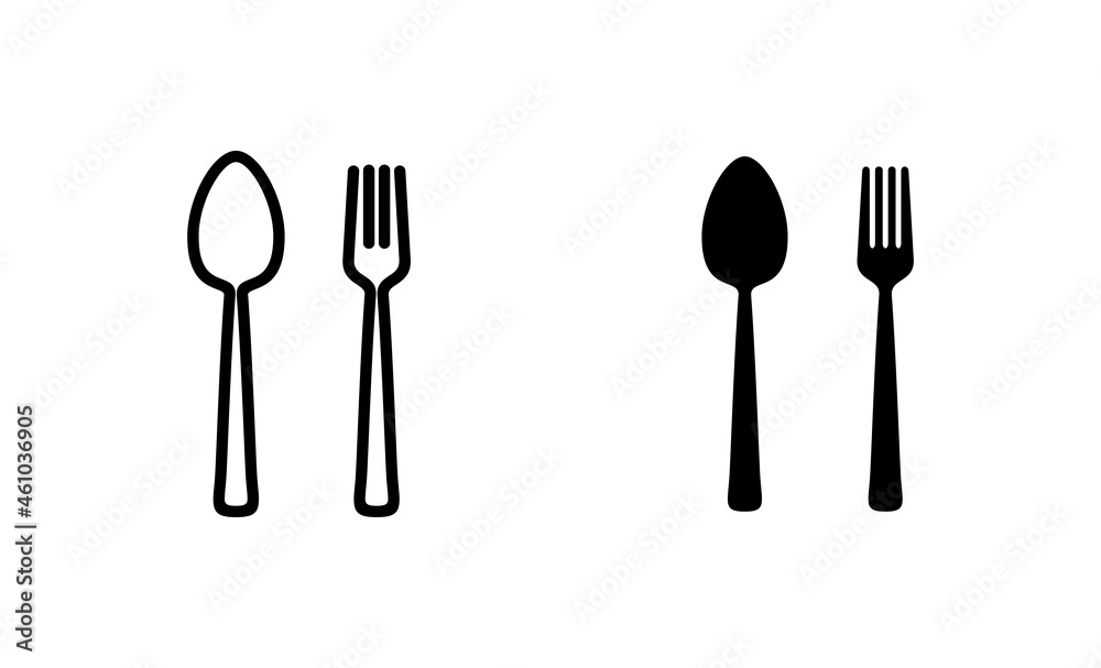 spoon and fork icons set. spoon, fork and knife icon vector. restaurant sign and symbol spoon and fork icons set. spoon, fork and knife icon vector. restaurant sign and symbol