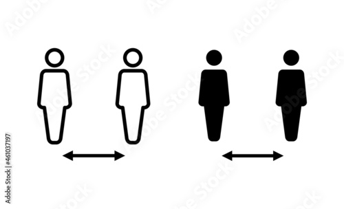 Social distance icons set. social distancing sign and symbol. self quarantine sign