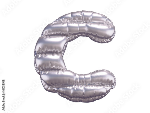 Silver puffer font. Letter C.