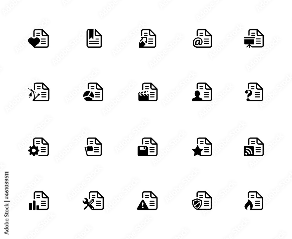 Documents Icon Set 2 of 2 - 32px Solid Documents Icon Set 2 of 2 - 32px Solid