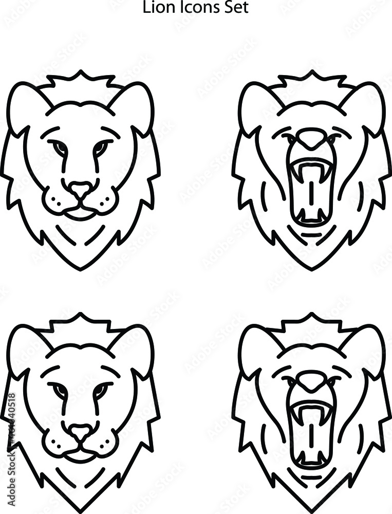 lion icons set isolated on white background. lion icon thin line outline linear lion symbol for logo, web, app, UI. lion icon simple sign. lion icons set isolated on white background. lion icon thin line outline linear lion symbol for logo, web, app, UI. lion icon simple sign.