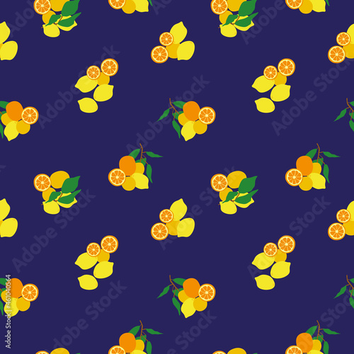 Lemons and oranges seamless design. Perfect for women and children fashion, textiles, stationary, wallpaper. 