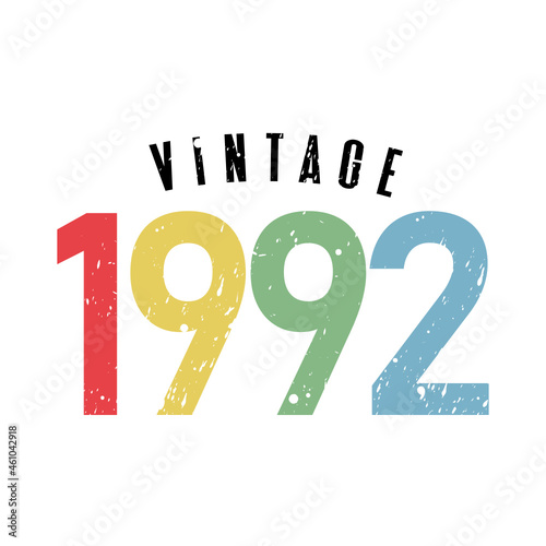 vintage 1992, Born in 1992 birthday typography design for T-shirt