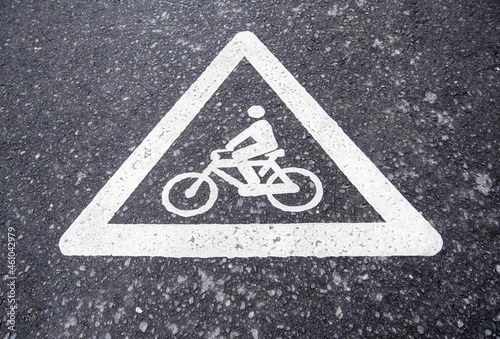 Bicycle sign on the asphalt © celiafoto