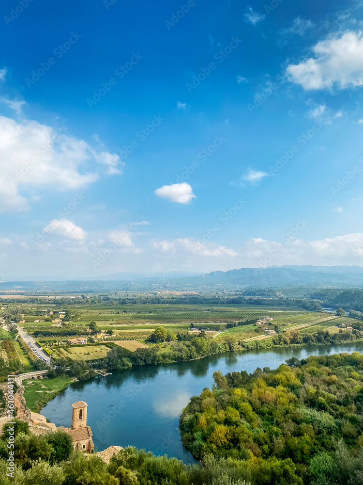 Ebro River passing through Miravet, Spain