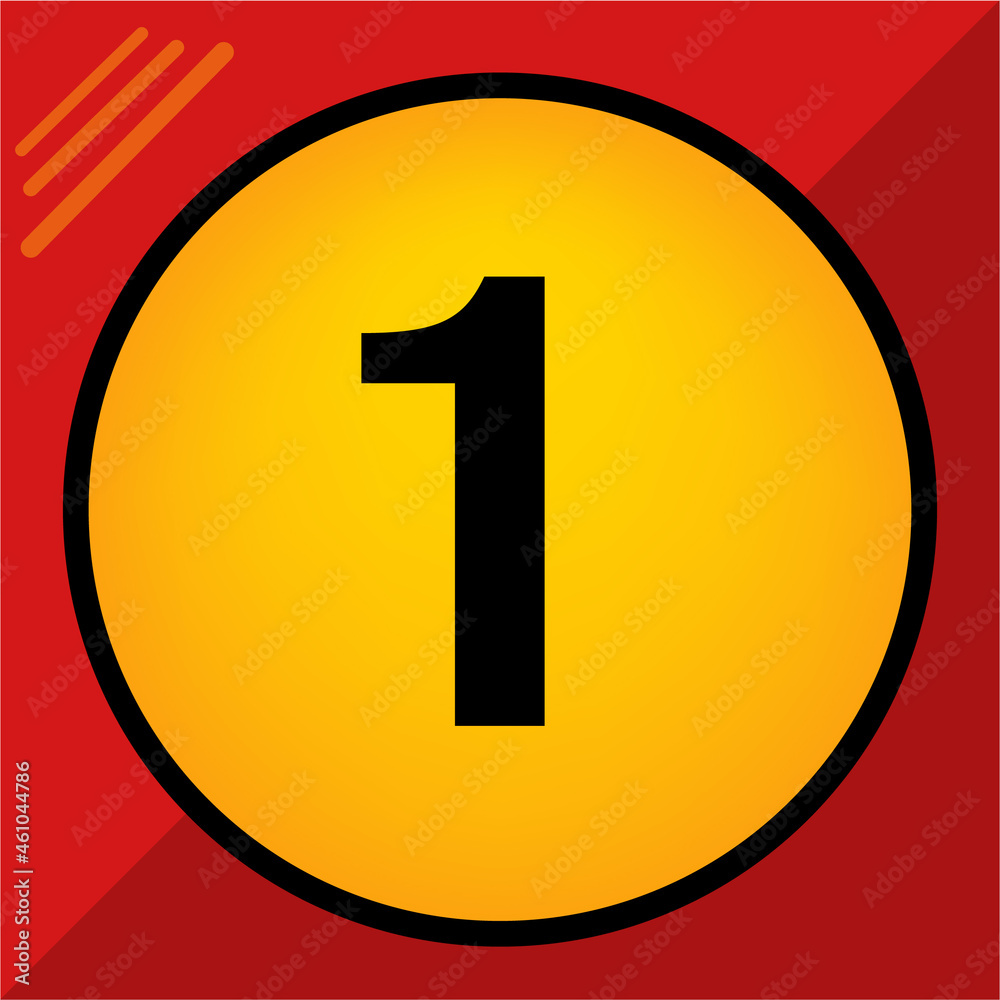 1 one. Red background. 1 one. Red background.
