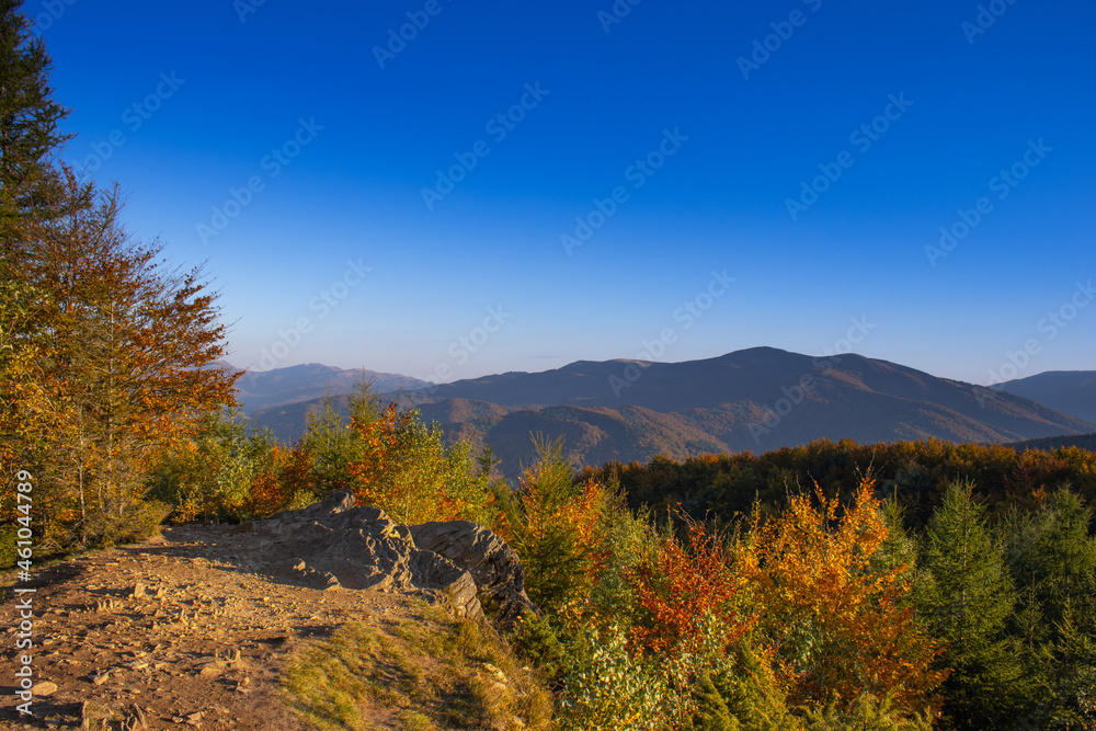 Bieszczady złota jesień w górach - obrazy, fototapety, plakaty 