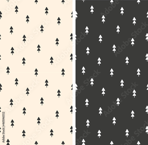 Set of Christmas patterns with repeating fir trees vector illustration