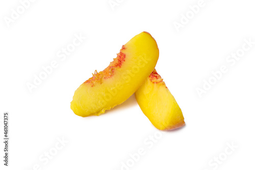 slices of peach isolated on white