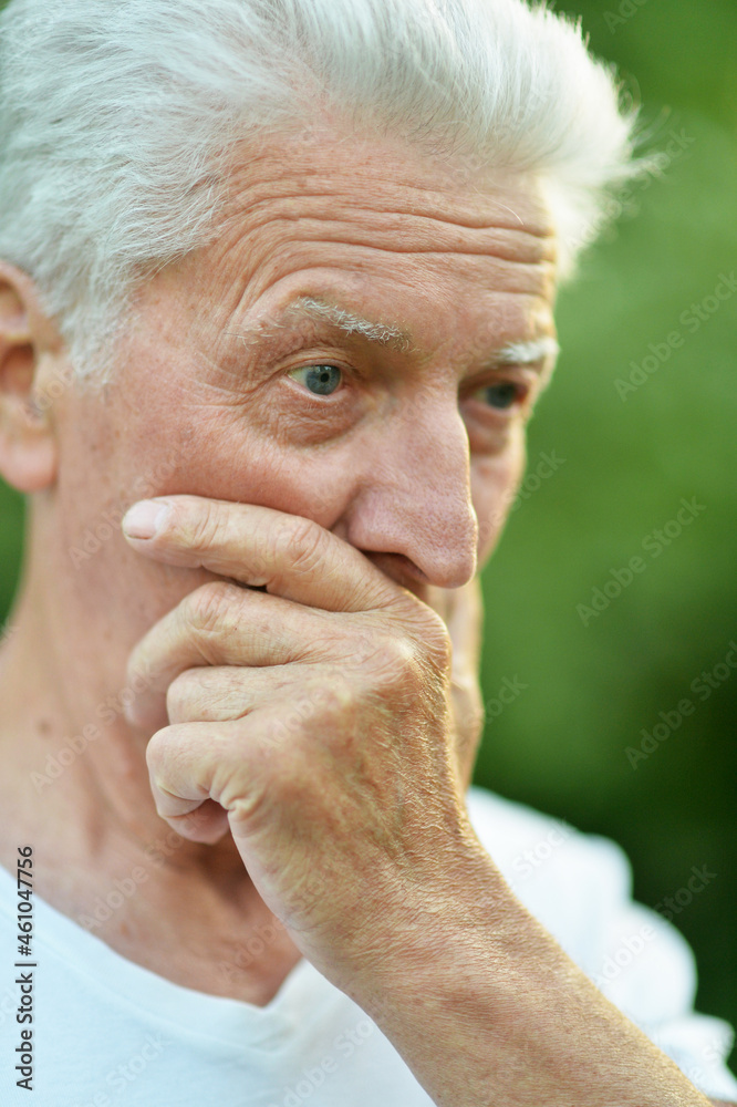 Close up portrait of thinking senior man Close up portrait of thinking senior man