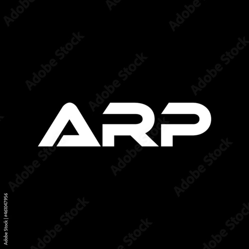 ARP letter logo design with black background in illustrator, vector logo modern alphabet font overlap style. calligraphy designs for logo, Poster, Invitation, etc.