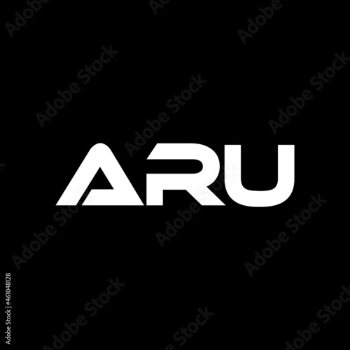 ARU letter logo design with black background in illustrator, vector logo modern alphabet font overlap style. calligraphy designs for logo, Poster, Invitation, etc.