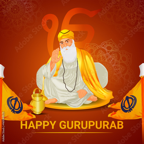 Happy guru nanak jayanti celebration card with creative illustration