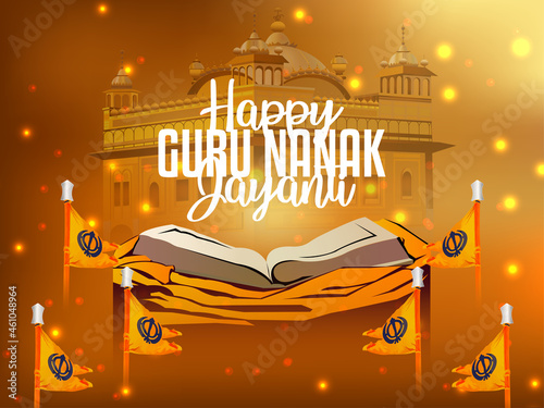Happy guru nanak jayanti celebration card with creative illustration