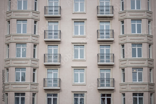 Multi-storey building windows with balconies