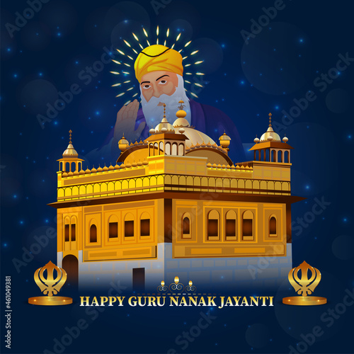 Realistic vector illustration of happy guru nanak jayanti
