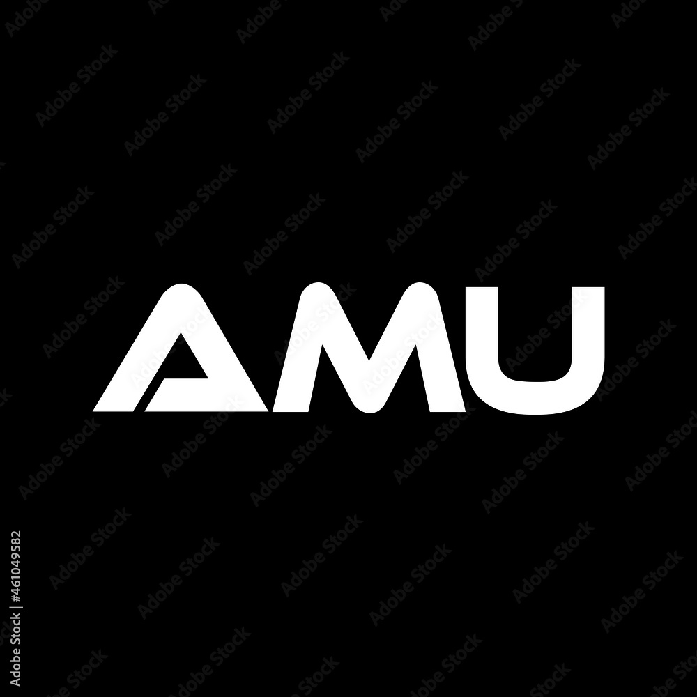 AMU letter logo design with black background in illustrator, vector logo modern alphabet font overlap style. calligraphy designs for logo, Poster, Invitation, etc.