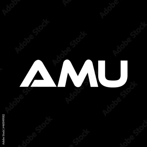 AMU letter logo design with black background in illustrator, vector logo modern alphabet font overlap style. calligraphy designs for logo, Poster, Invitation, etc.