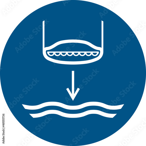 ISO 7010 M039 Lower lifeboat to the water in launch sequence