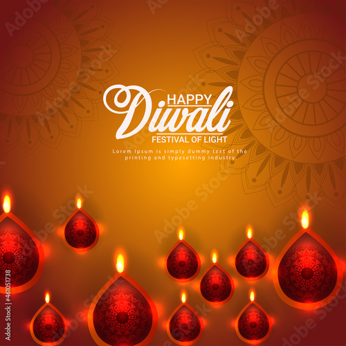 Shubh diwali indian festival celebration greeting crad with vector illustration