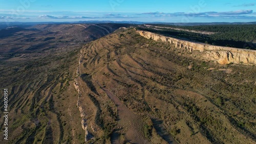 Aerial view of the landscape in the port of Villarroya near the town of Villaroya de los Pinares in the Comarca del Maestrazgo. Teruel province. Autonomous Community of Aragon, Spain, Europe photo