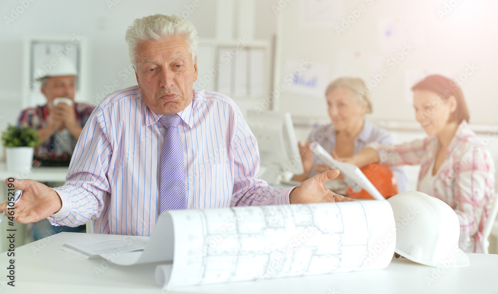 Portrait of group of business people, architects working Portrait of group of business people, architects working