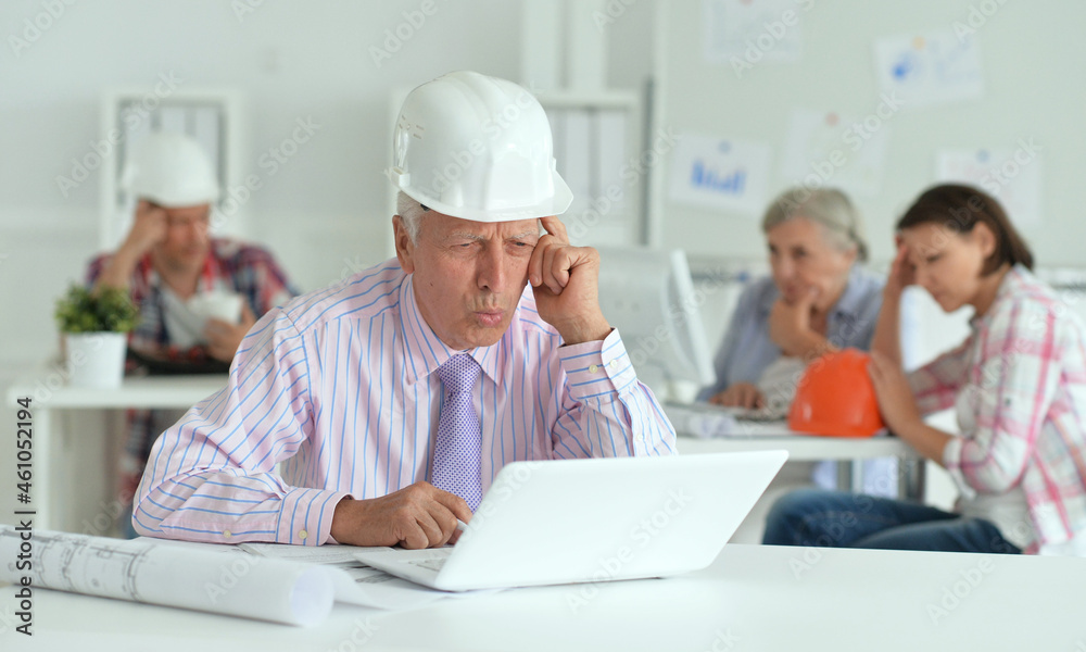 Portrait of group of business people, architects working Portrait of group of business people, architects working