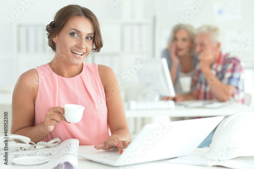 Portrait of beautiful young businesswoman architect working in office