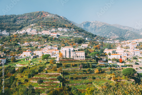 Ravello vineyards and village, Italy