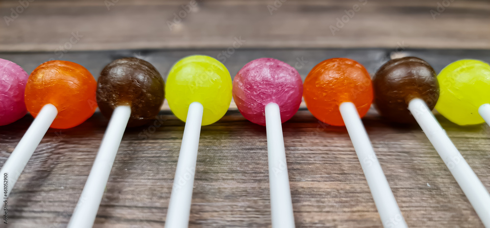 The Lollipops in the close-up. Candy caramel. The Lollipops in the close-up. Candy caramel.