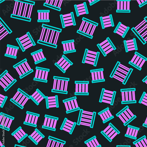 Line Prison window icon isolated seamless pattern on black background. Vector