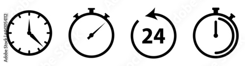 Set of timers icon. Vector countdown circle clock counter timer. Vector illustration photo