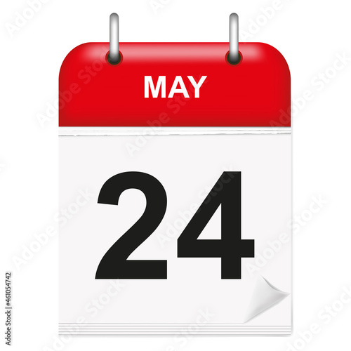 May 24. Calendar icon.Flat style.Month and date.Vector illustration.