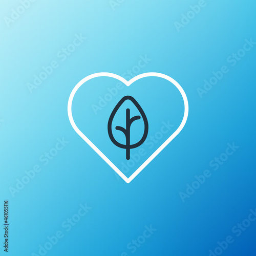 Line Vegan food diet icon isolated on blue background. Organic, bio, eco symbol. Vegan, no meat, lactose free, healthy, fresh and nonviolent food. Colorful outline concept. Vector