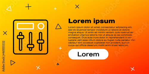 Line Sound mixer controller icon isolated on yellow background. Dj equipment slider buttons. Mixing console. Colorful outline concept. Vector