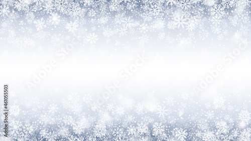 Merry Christmas And Happy New Year Abstract Illustration With Snowflakes And Lights Snow Border