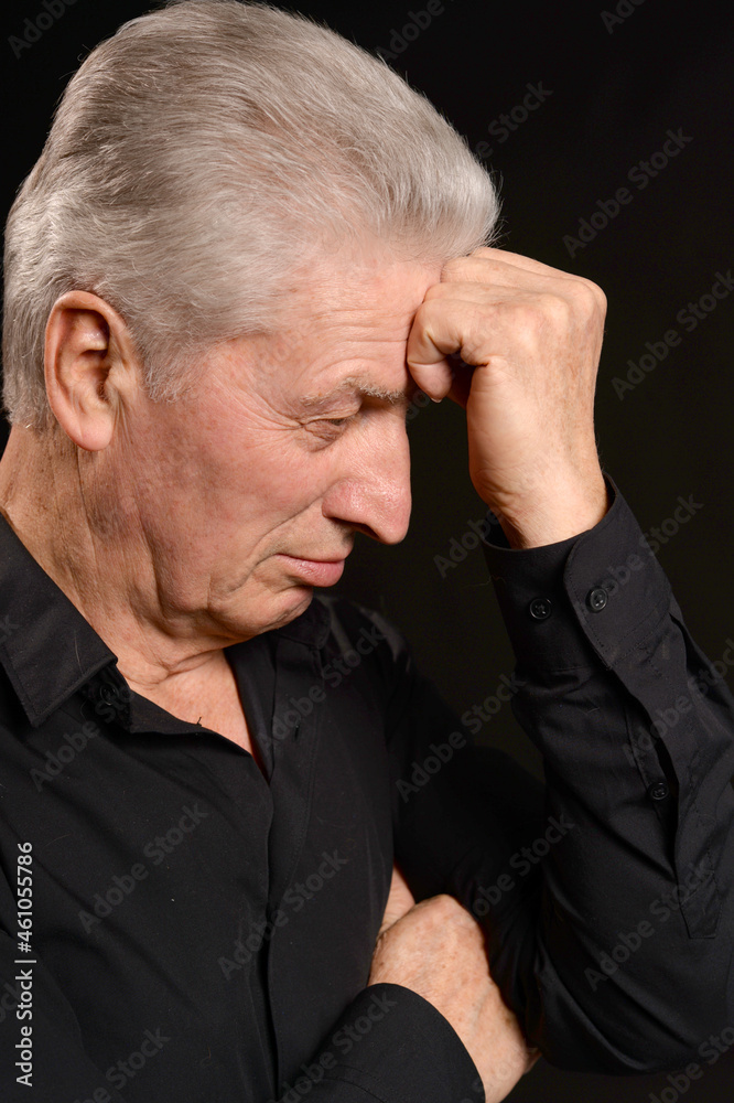 Close up portrait of thoughtful senior man Close up portrait of thoughtful senior man