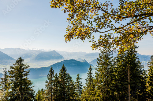 Rigi, Rigi Kulm, Rigi Staffel, Rigi Staffelhöhe, Vierwaldstättersee, Aussicht, Stanserhorn, Buochserhorn, Berner Alpen, Eiger, Mönch, Jungfrau, Berner Oberland, Wanderweg, Sommer, Schweiz photo