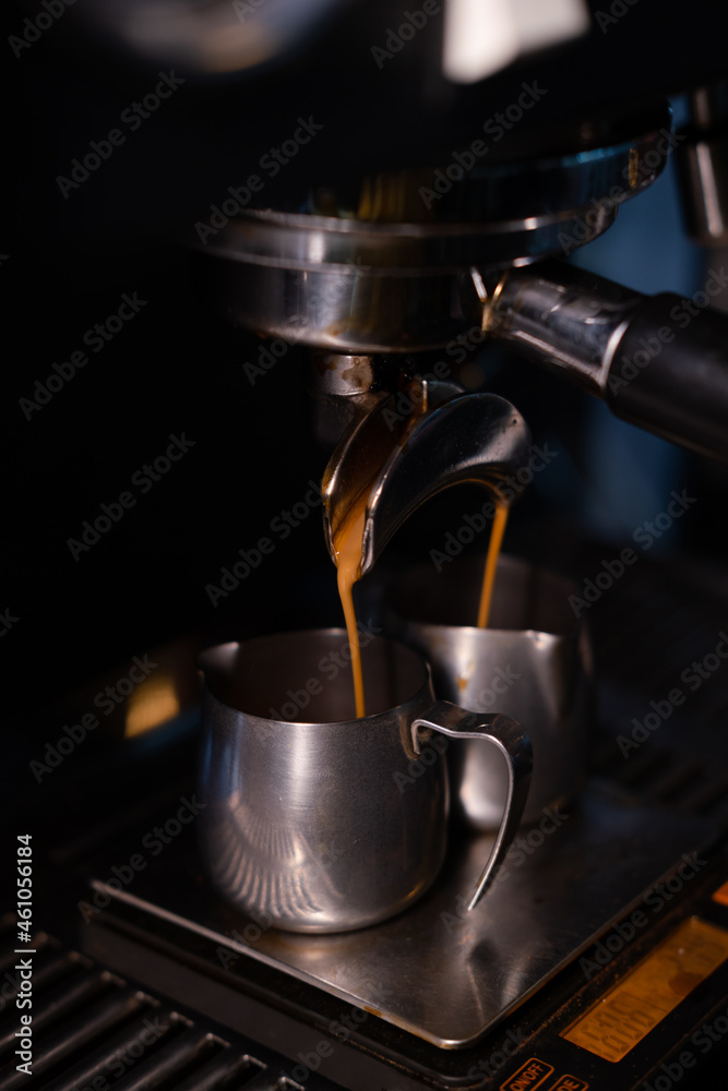 close up of a professional coffee machine. loft dark coffee shop close up of a professional coffee machine. loft dark coffee shop