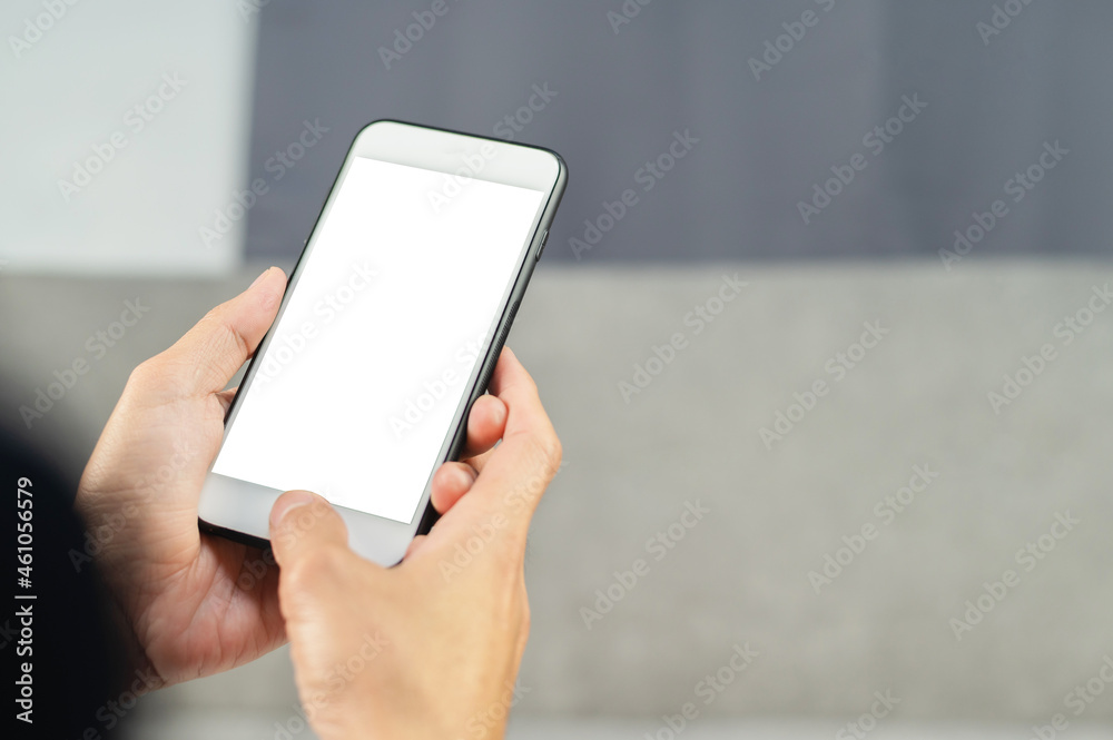 Closeup hand using mobile smartphone
