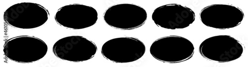 set of vector oval brush painted ink stamp circle banner on white background photo