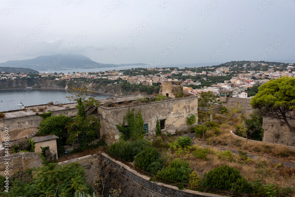 view of the Aragonese castle in Ischia