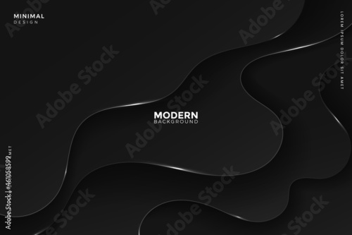 Abstract dark wavy background in papercut style