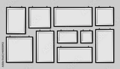 Realistic blank wall frames in different sizes