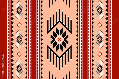 Geometric ethnic oriental seamless pattern traditional Design for background,carpet,wallpaper.clothing,wrapping,Batik fabric,Vector illustration.embroidery style - Sadu, sadou, sadow or sado