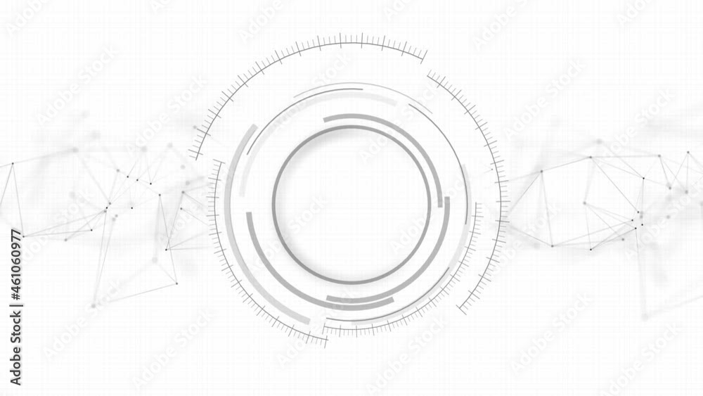 4K Loop White Clean Round sci-fi element for futuristic core visualizer Background. Center interface in a cyber space. medical science and technology and network Business video corporate presentation.
