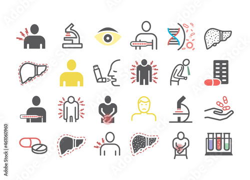 Hepatitis icon Infographics. Vector signs for web graphics.